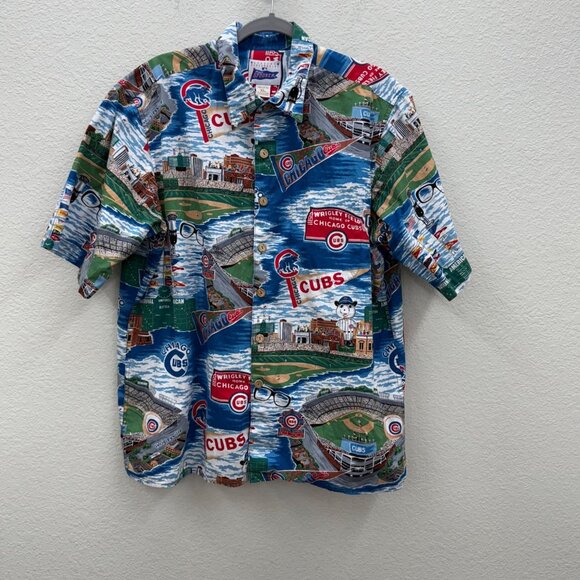 Reyn Spooner Chicago Cubs MLB Cotton Short Sleeve Button Up Shirt Mens size XL - Picture 1 of 7
